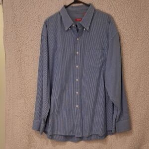 Izod Men's Casual Blue and White Button Down Shirt